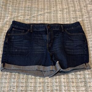 Maurices Dark Blue Rolled-Cuff Denim Shorts
